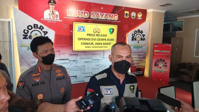 Tim DVI Identifikasi 124 Korban Meninggal Gempa Cianjur