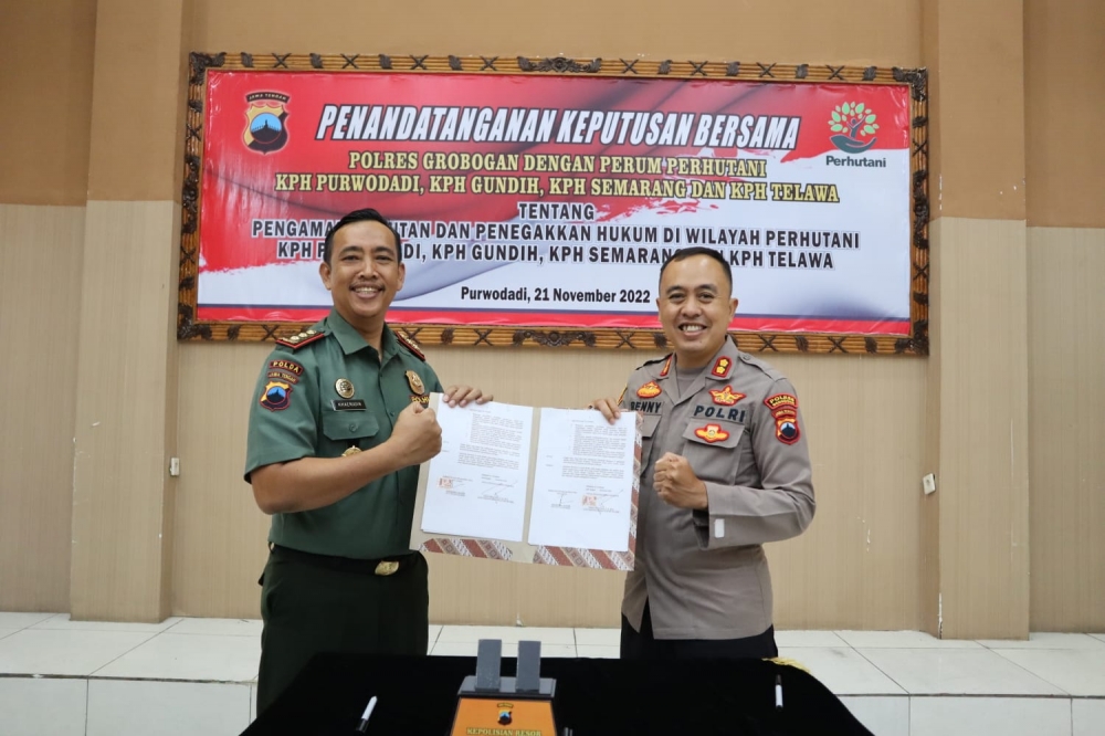 Upaya Pengamanan Hutan, Polres Grobogan Jalin MoU dengan Perhutani