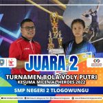 Sengit, Tim Voli Putri SMPN 1 Cluwak Kalahkan SMPN 2 Tlogowungu di Kesuma Milenial Heroes 2022