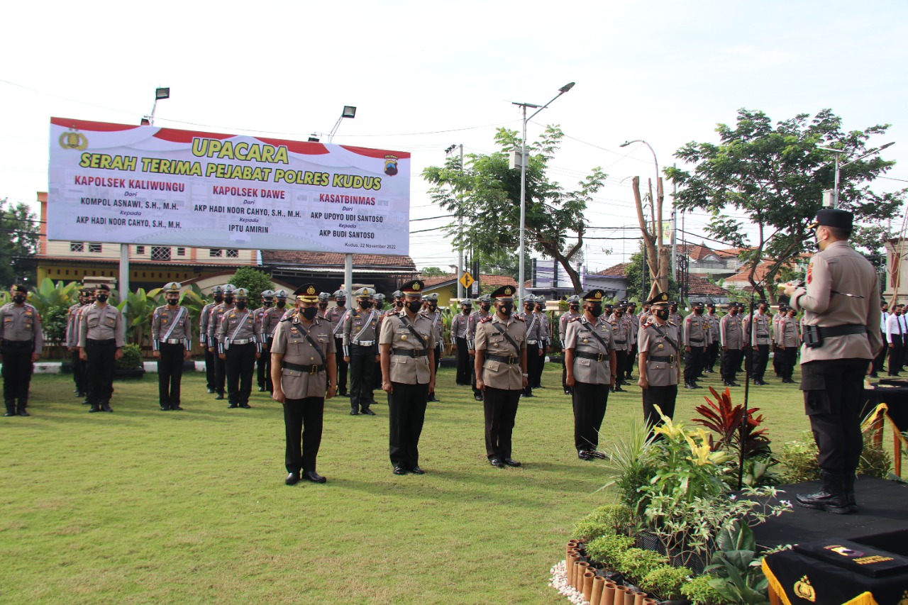 Polres Kudus Gelar Sertijab Kasat Binmas, Kapolsek Kaliwungu dan Kapolsek Dawe