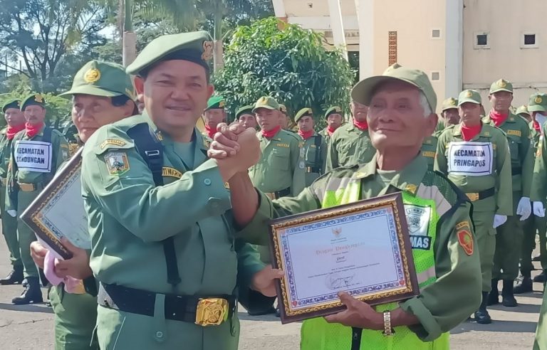 Puluhan Tahun Jadi Linmas, Parli Terima Penghargaan