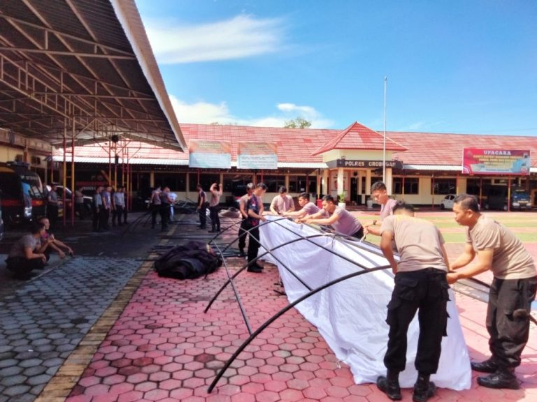 Bentuk Kesiapsiagaan, Sat Samapta Berlatih Dirikan Tenda Pasukan