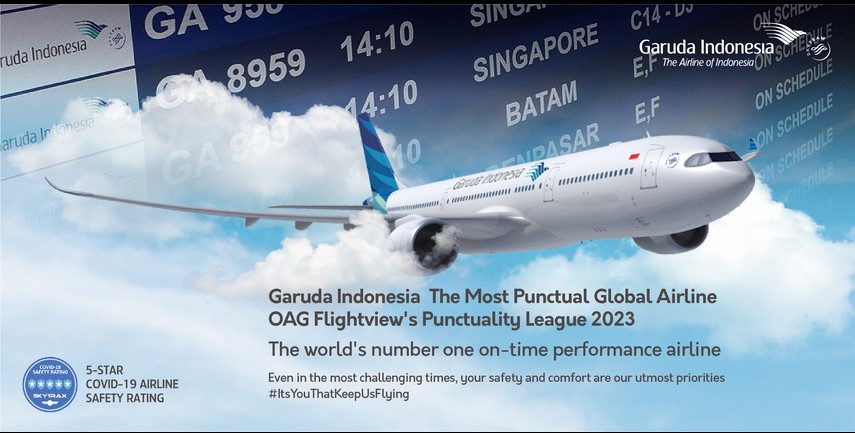 Garuda Raih Predikat Maskapai Paling Tepat Waktu di Dunia
