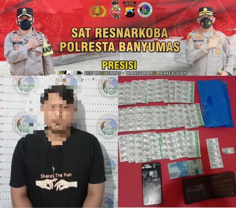 Lagi, Satresnarkoba Meringkus Pengedar Ratusan Butir Obat Terlarang