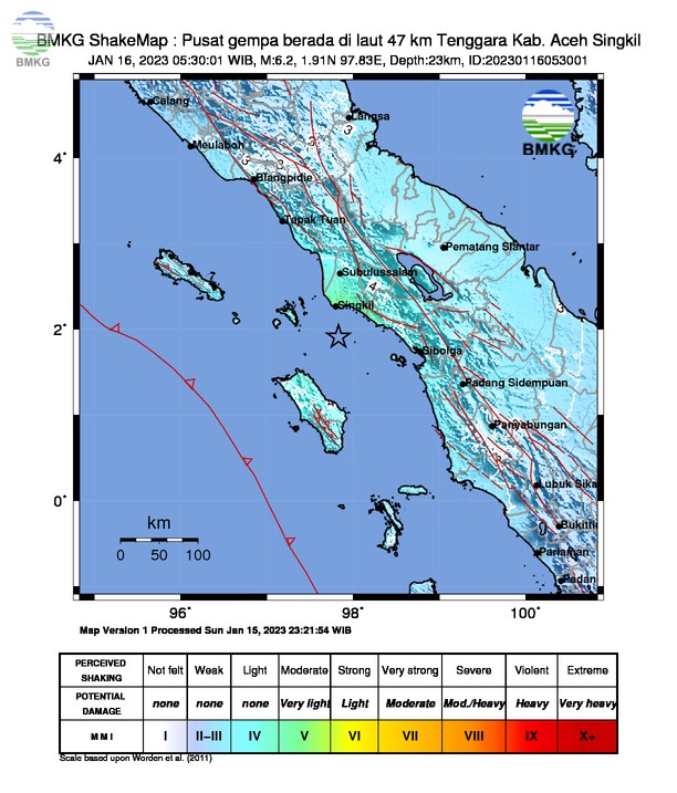 Gempa M6,2 Guncang Aceh Singkil, Getaran Dirasakan Kuat di Empat Kabupaten