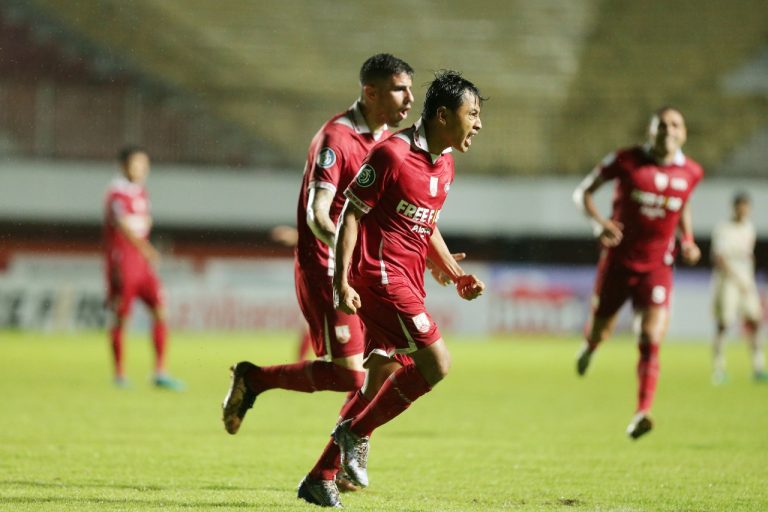 Selebrasi tim Persis Solo d laga lawan Persija Jakarta. (Foto: dok media Persis)