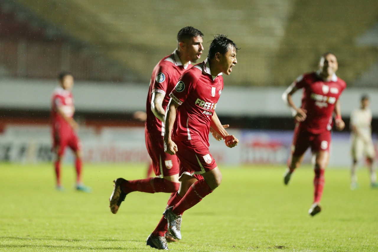 Selebrasi tim Persis Solo d laga lawan Persija Jakarta. (Foto: dok media Persis)