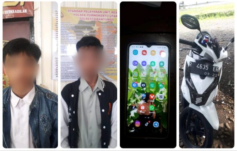Dua Penjambret Handphone Diamankan Polresta Banyumas