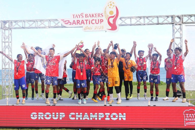Selebrasi juara Safin Pati Sports Shcool di ajang Tays Bakers Barati Cup 2023 di Bali, Sabtu (18/2/2023). (Foto: Dok SPSS Media)
