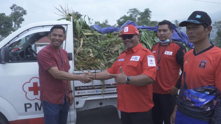 PMI Droping Air Bersih dan Pakan Ternak untuk Warga Terdampak Abu Vulkanik Merapi