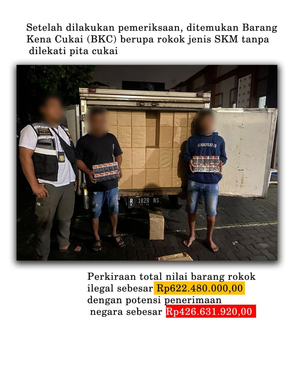 Lagi, Bea Cukai Kudus Gagalkan Peredaran Ratusan Ribu Batang Rokok Ilegal dari Jepara