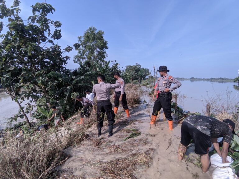 TNI-Polri dan BPBD Grobogan, Tinggikan Tanggul yang Nyaris Jebol
