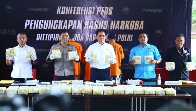 Polri Gagalkan Upaya Penyelundupan Sabu 50 Kg
