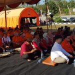 Relawan mengikuti Jambore Relawan Kabupaten Boyolali Tahun 2023 di halaman Kantor Kecamatan Wonosamodro, Sabtu (09/06)