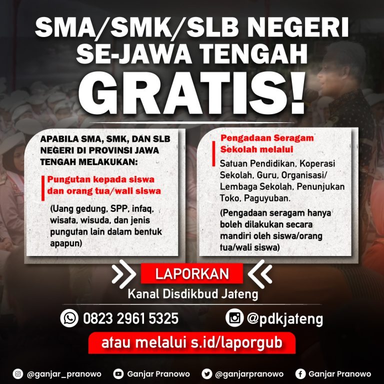 Cegah Pungli di Sekolah, Ganjar Buka Layanan Aduan