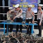 Operasi Patuh Candi, Satlantas Polres Batang Musnahkan Ratusan Knalpot Brong