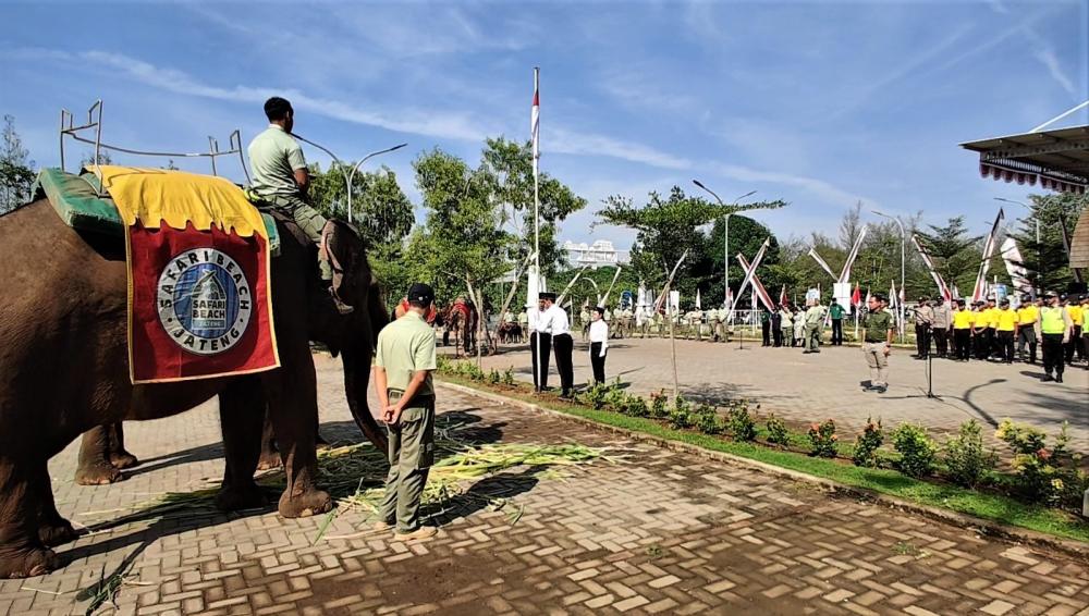 Memperingati HUT Ke-78 RI, Satwa Taman Safari Beach Jateng Ikut Upacara Bendera