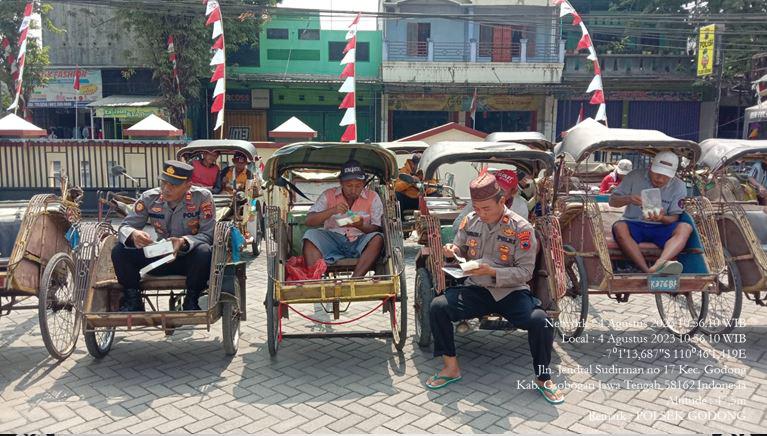 Cegah Gangguan Kamtibmas, Polsek Godong Gandeng Puluhan Tukang Becak