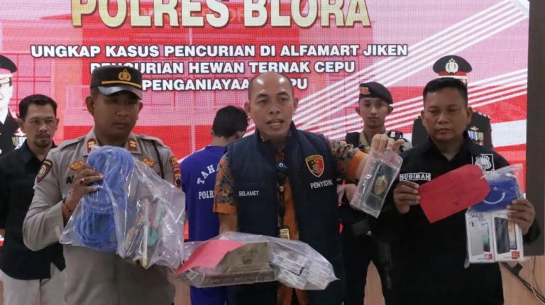 Tim Resmob Polres Blora Tangkap Pelaku Pembobol Alfamart Jiken