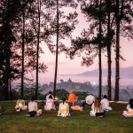 Peserta Famtrip Spiritual Borobudur saat bermeditasi di bukit Dagi Borobudur.