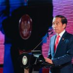 Presiden Joko Widodo menyampaikan pidato pada pembukaan AIPF di Hotel Mulia, Jakarta, Selasa (05/09). (Foto: Dok MC KTT ASEAN 2023)